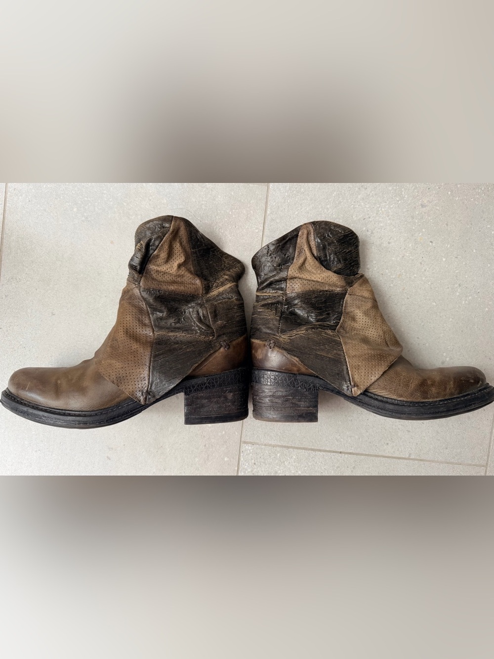 A.S.98 Italian Leather Patchwork Biker Boots EU 38 - Picture 3 of 16
